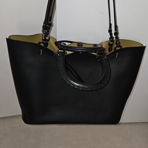 Chic Black Leather Tote Bag